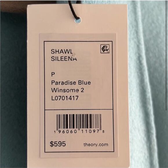 NWT Theory Sileena Shawl Coat in Paradise Blue - Picture 6 of 8
